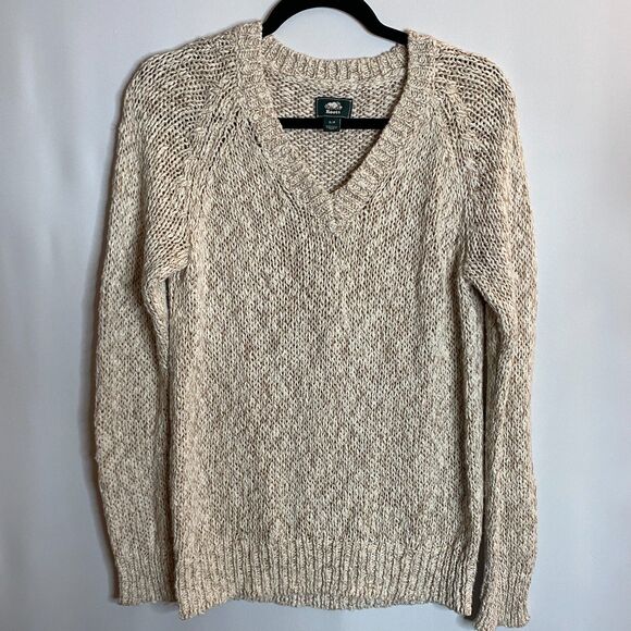 Roots Canada Knit Tan V-Neck Cotton Sweater Mens Small - Picture 1 of 10